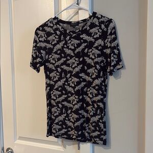 Rag & Bone Black stretchy Tee with White Floral Design
